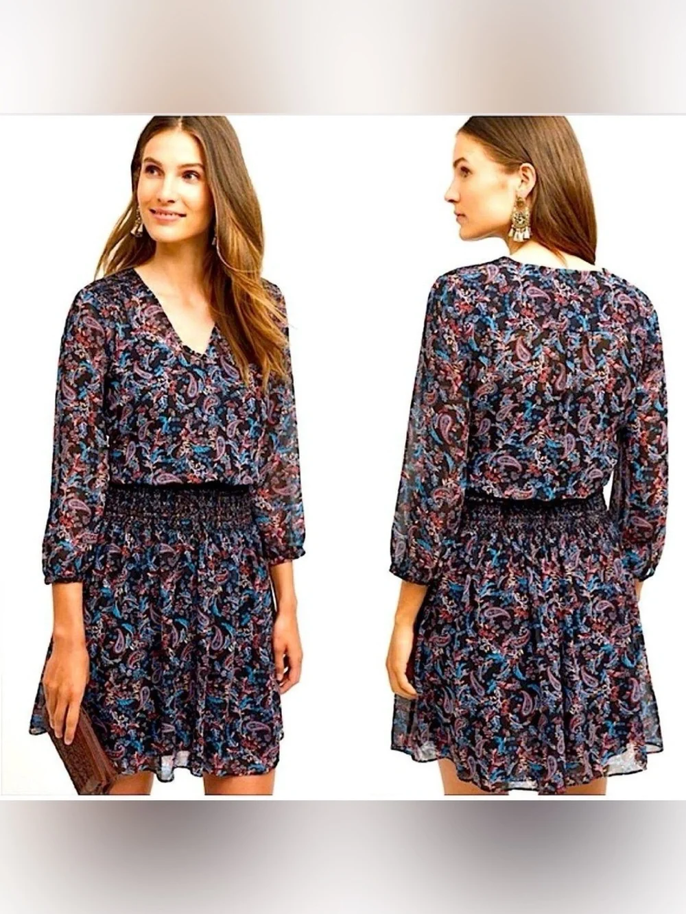 Anthropologie, Vanessa Virginia, Daytripper mini dress. Paisley pattern size M - Picture 2 of 15